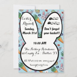 Invitación Personalizado colorida Bunny Carrot & Easter Egg F
