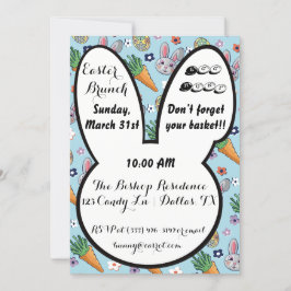 Invitación Personalizado colorida Bunny Carrot & Easter Egg F