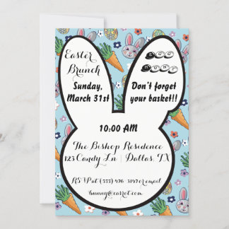 Invitación Personalizado colorida Bunny Carrot & Easter Egg F