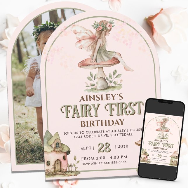 Invitación Personalizado Con Fairy De Foto Primer Cumpleaños (Subido por el creador)