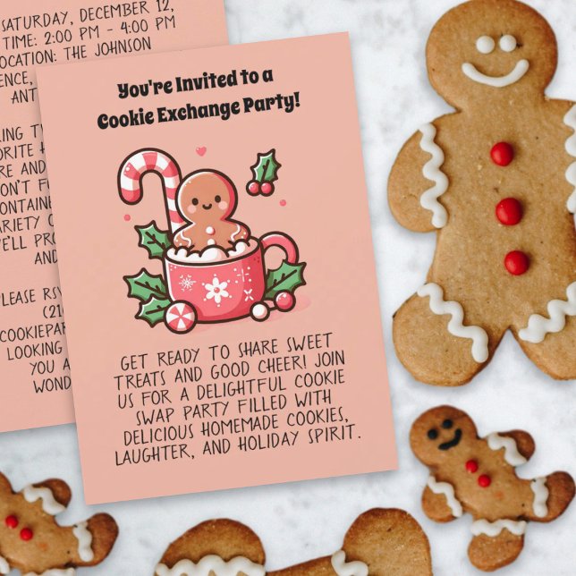 Invitación Personalizado Cookie Exchange Holiday Party Editab (Custom Cookie Exchange Holiday Party Editable Invitation)