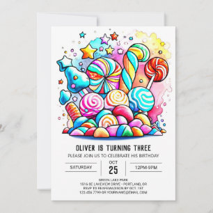 Invitación Personalizado Cotton Candy Cumpleaños