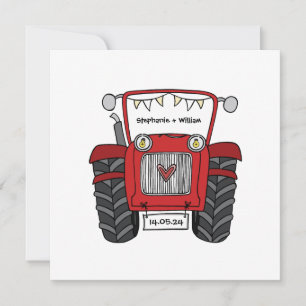 Invitación Personalizado Country Wedding Red Tractor Evening
