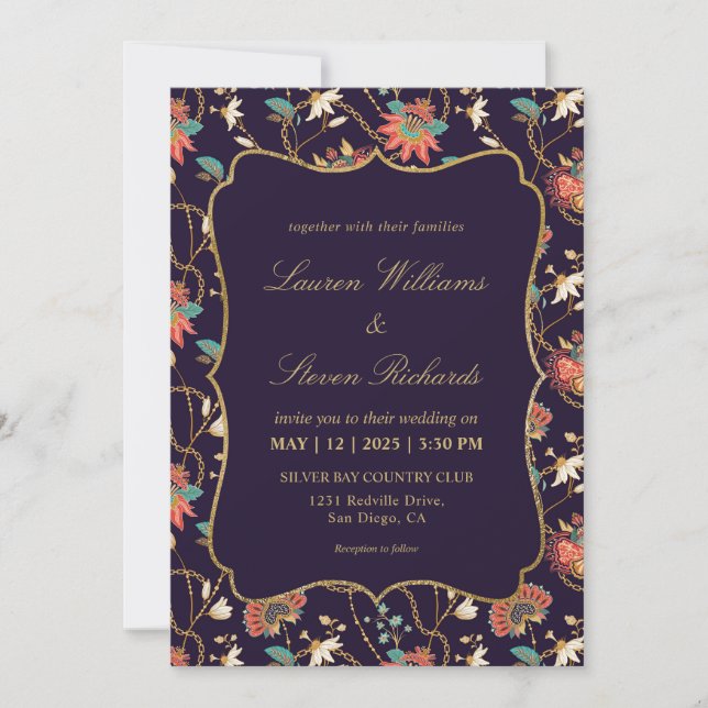 Invitación Personalizado Cream Colorful Boda Floral (Anverso)