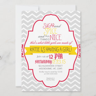 Invitación Personalizado crimson chevron dorado ducha bebé