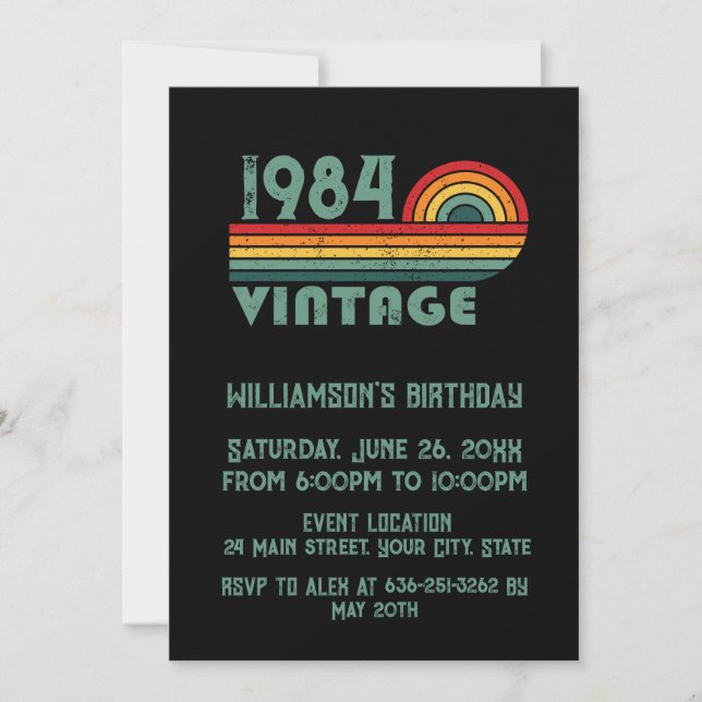 Invitación Personalizado cuarenta fiesta vintage de 40 años (Anverso)
