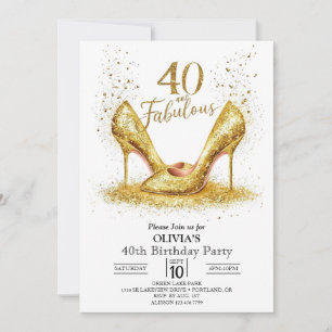 Invitación Personalizado Cuarenta Oro Digital 40 cumpleaños