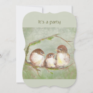 Invitación Personalizado Cumpleaños Cute Sparrow Family Bird