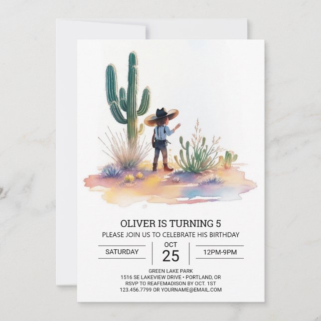 Invitación Personalizado Cute Cowboy Cumpleaños (Anverso)