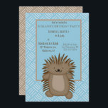 Invitación Personalizado Cute Porcupine Kids Fiesta de cumple<br><div class="desc">Lanza el fiesta perfecto para los amantes de los animales y los aficionados a los puercos con estas invitaciones para fiestas. Estas invitaciones cuentan con un ilustracion de un lindo personalizado de puercoespín en marrón y marrón ambientado en un fondo azul claro. El reverso cuenta con un fondo de color...</div>