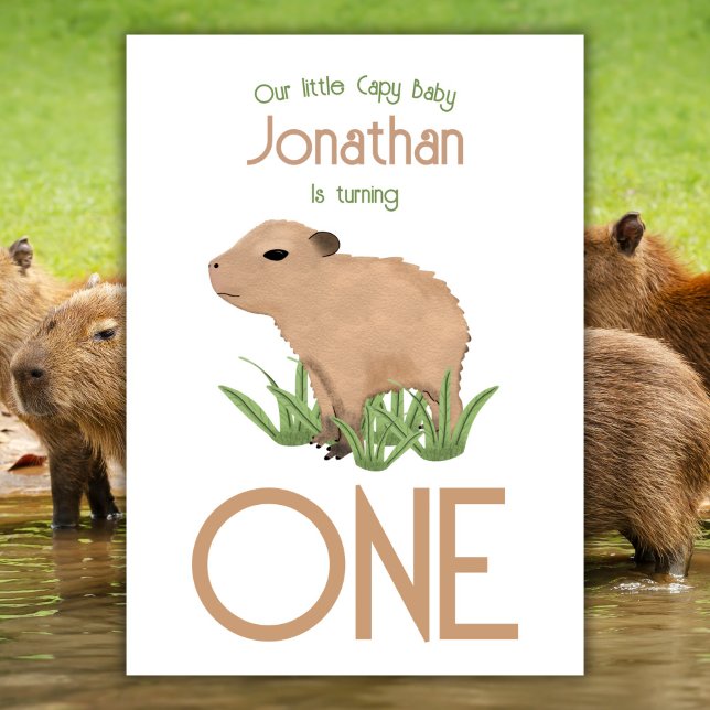 Invitación Personalizado Cute primer cumpleaños Capybara Niño (Subido por el creador)