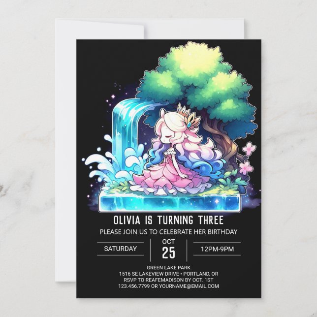Invitación Personalizado Cute Princess Cumpleaños (Anverso)