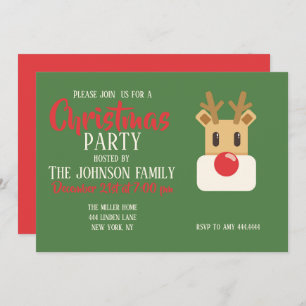 Invitación Personalizado Cute Reindeer Head