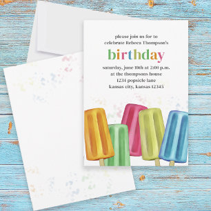 Invitación Personalizado Cute Summer Birday Popsicles