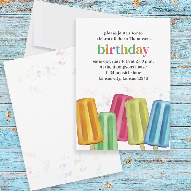 Invitación Personalizado Cute Summer Birday Popsicles (Subido por el creador)