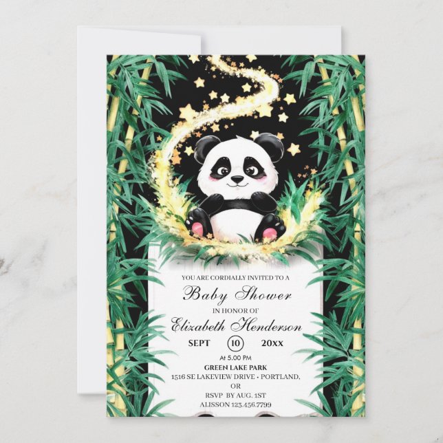 Invitación Personalizado Cute Woodland Panda Baby Shower (Anverso)