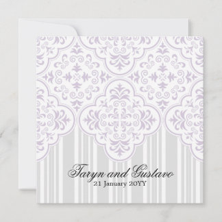 Invitación Personalizado Damask de Bodas de lavanda ligera