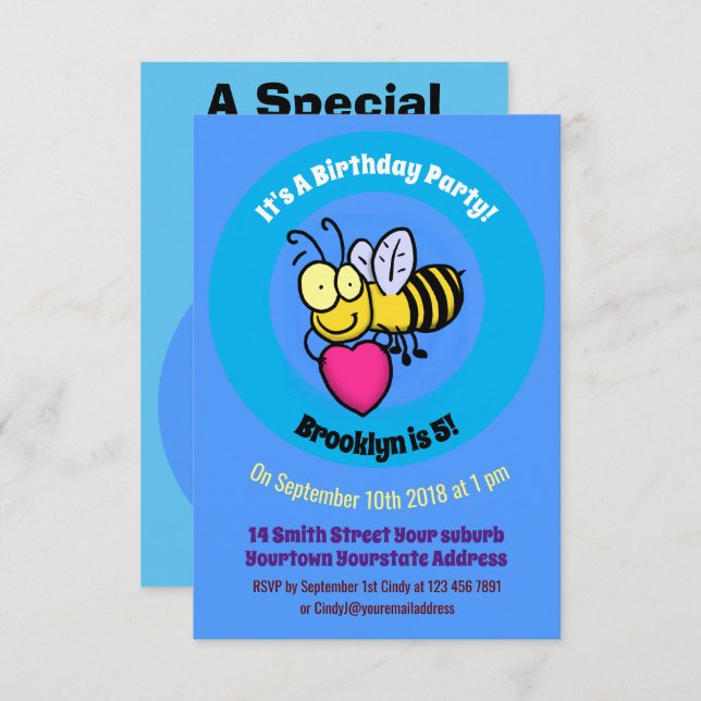 Invitación Personalizado de abejas (Anverso / Reverso)