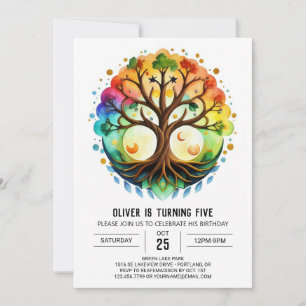 Invitación Personalizado de acuarela Árbol de cumpleaños de v