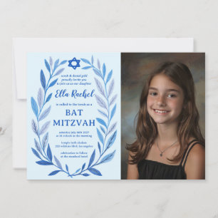 Invitación Personalizado de acuarela botánica FOTO Bat Bar Mi