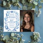 Invitación Personalizado de acuarela botánica FOTO Bat Bar Mi<br><div class="desc">¡Tarjeta perfecta para anunciar una mitzvah de murciélago, el bar mitzvah u otra celebración judía! ¡Trato a mano de delicado arte de trame de hojas para ti! ¡TODO PERSONALIZABLE! Haz clic en "Personalizar" para editar el texto, añade tu foto. Haga clic en "editar usando la herramienta de diseño" para ajustar...</div>