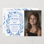 Invitación Personalizado de acuarela botánica FOTO QR Bat Mit<br><div class="desc">¡Tarjeta perfecta para anunciar una mitzvah de murciélago, el bar mitzvah u otra celebración judía! ¡Trato a mano de delicado arte de trame de hojas para ti! ¡TODO PERSONALIZABLE! Haga clic en "Personalizar" para editar el texto, agregar su foto y agregar su vínculo al código QR. Haga clic en "editar...</div>