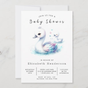 Invitación Personalizado de acuarela Swan Baby Shower