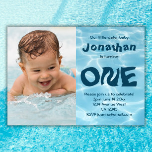 Invitación Personalizado de agua foto de bebé primer fiesta d