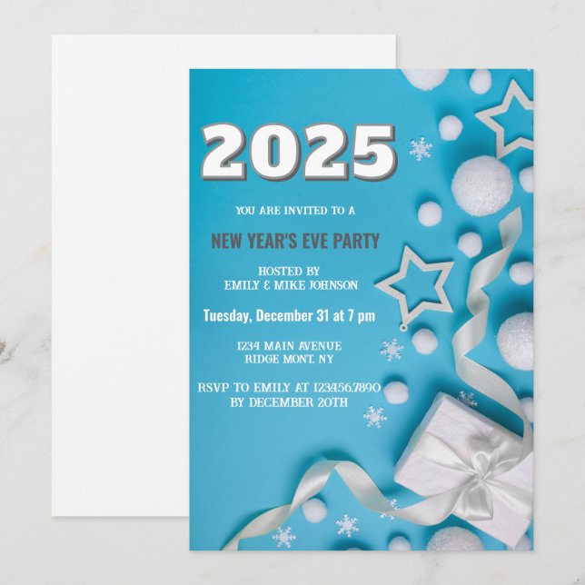 Invitación Personalizado de Año Nuevo 2025 (Anverso / Reverso)