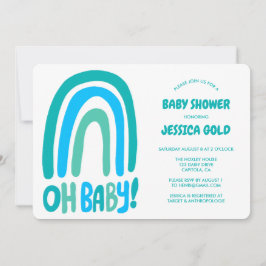 Invitación Personalizado de arcoiris azul dulce de BABY SHOWE