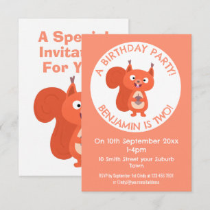 Invitación Personalizado de ardilla roja