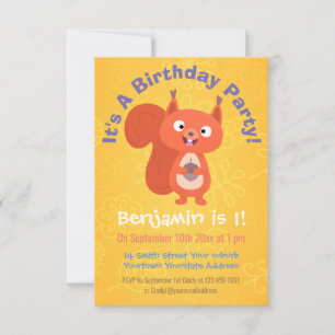 Invitación Personalizado de ardilla roja