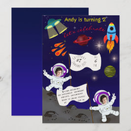 Invitación Personalizado de Astronauta Cute Cumpleaños