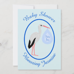 Invitación Personalizado de Baby Shower Cute Blue Baby Boy St