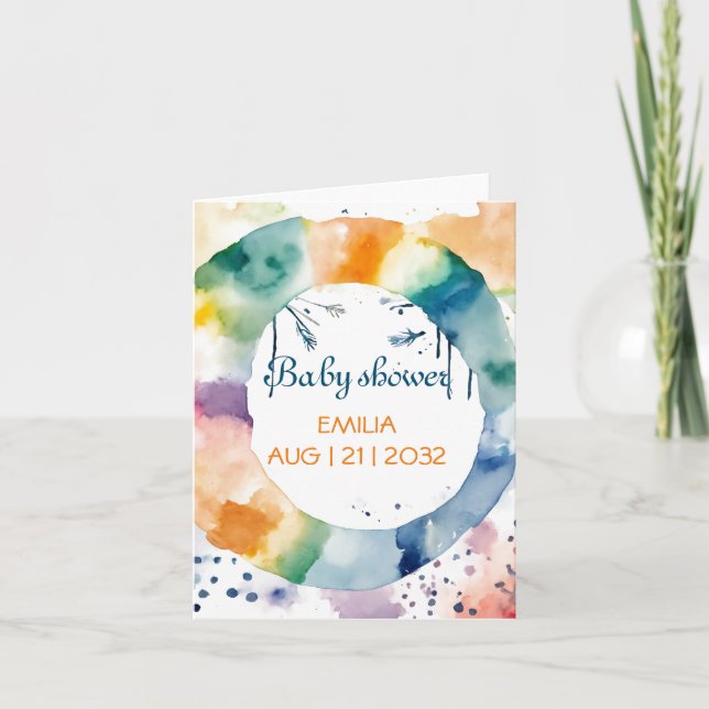 Invitación Personalizado de Baby Shower de Cute BOHO (Anverso)