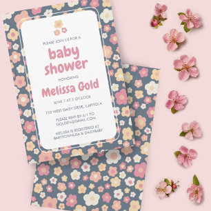 Invitación PERSONALIZADO de Baby Shower Groovy Sweet Daisy Fl