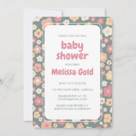 Invitación PERSONALIZADO de Baby Shower Groovy Sweet Daisy Fl