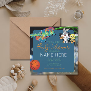 Invitación Personalizado de baloncesto Space Blue Green Baby 