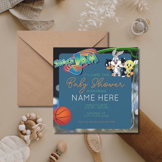 Invitación Personalizado de baloncesto Space Blue Green Baby  (Subido por el creador)