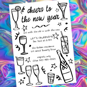 Invitación Personalizado de bebidas de cóctel Fiesta del AÑO