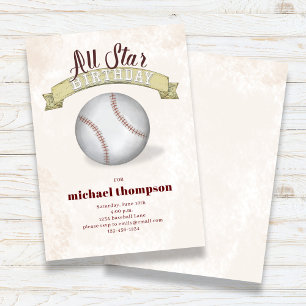 Invitación Personalizado de Béisbol Vintage del partido de cu