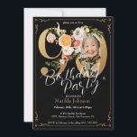 Invitación Personalizado de Black Gold Boho Foto Floral 90 cu<br><div class="desc">Invitación de cumpleaños 90 de Black Gold Boho Personalizado Foto Floral. Glamorosa y bonito invitación a la fiesta de cumpleaños con un diseño floral vintage con letras doradas y fondo negro! Se vuelve asombroso con un divertido tema floral y glamoroso fiesta. ¿Desea más personalización? Póngase en contacto con el diseñador...</div>