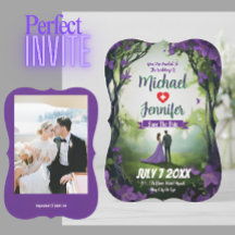 Personalizado  de Boda Purple Forest Photo Save th