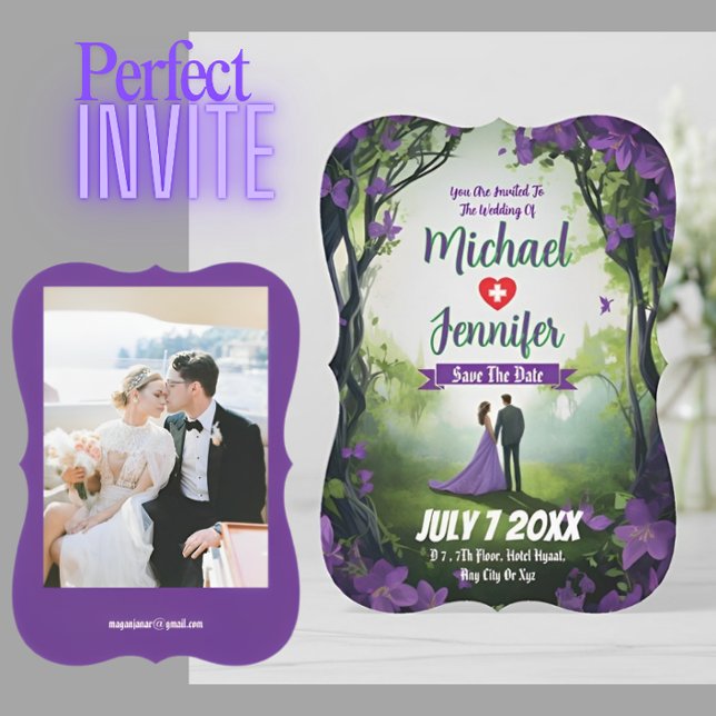 Invitación Personalizado  de Boda Purple Forest Photo Save th (Subido por el creador)