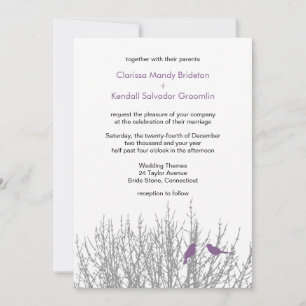 Invitación Personalizado de Bodas de Aves Lilac fr