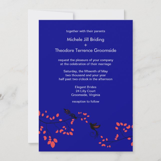 Invitación Personalizado de Bodas de Primavera Azu (Anverso)