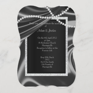Invitación Personalizado de bodas elegante con rombo negro pl