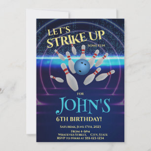 Invitación Personalizado de Bowling Birthday Party