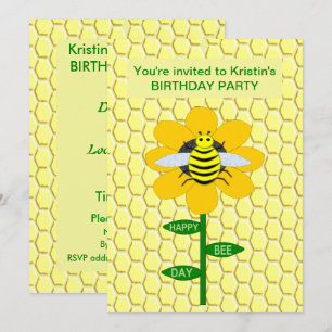 Invitación Personalizado de Bumblebee Feliz Día de la Abeja