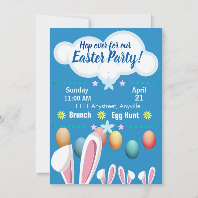 Invitación Personalizado de Bunny Ears Easter Fiesta (Anverso)